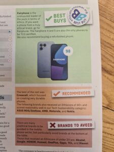 Ethical Consumer best and worse buys for smartphone brands